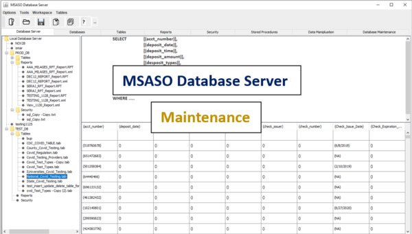 MSASO Database Server - Maintenance